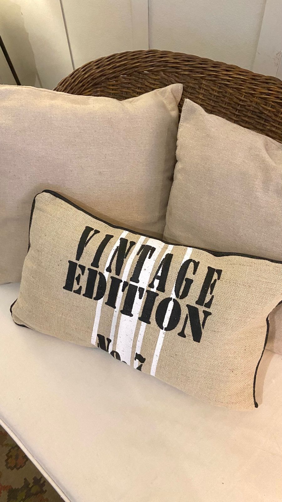 Almofada Baguete VINTAGE 30x50cm - Juta & Linho Listrado