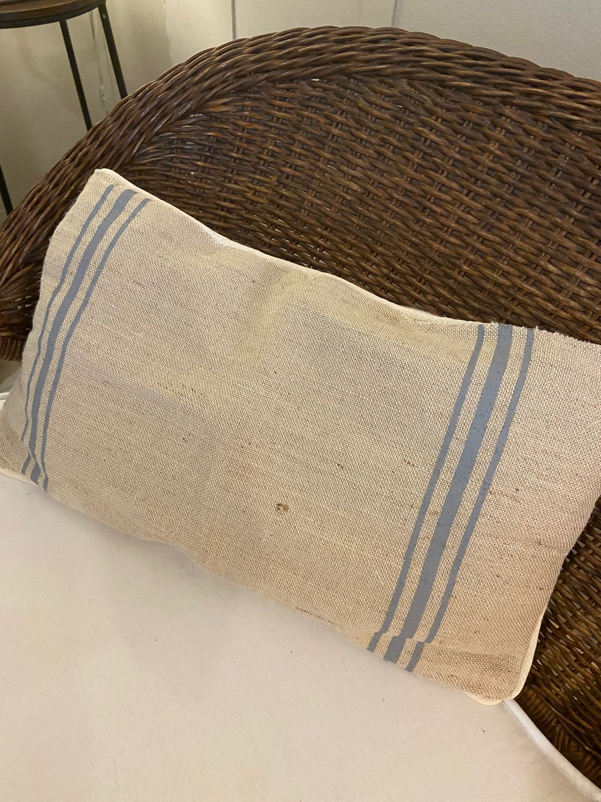 Almofada Baguete  30x50cm - Juta  & Linho Listrado