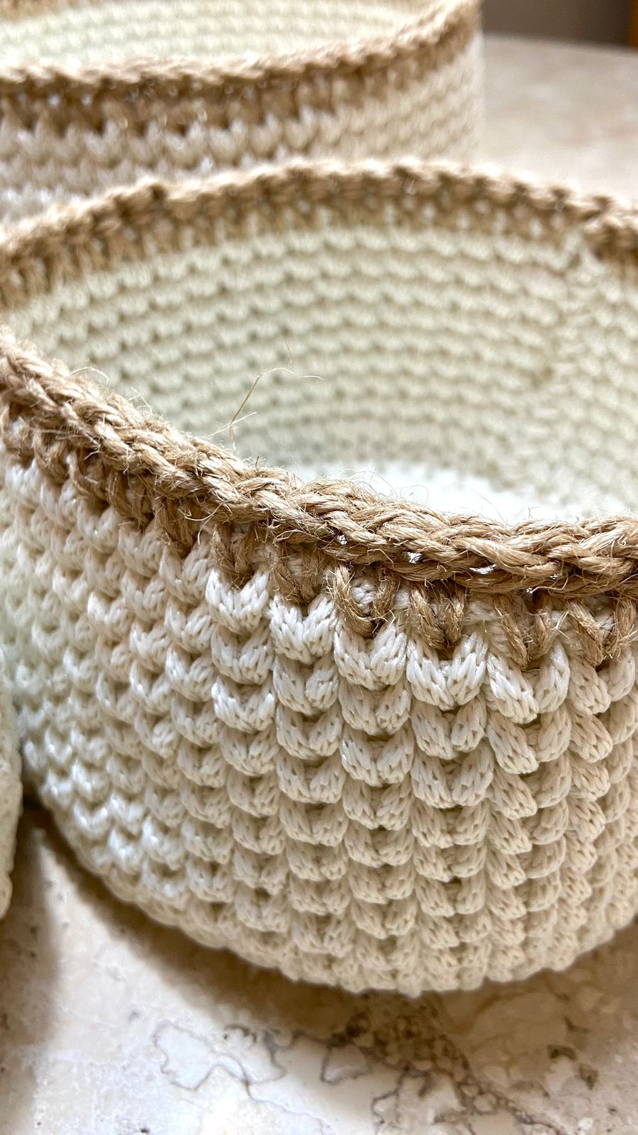 Cestos de Crochê – Fio Náutico Poly (Macio) com Detalhe em Rami