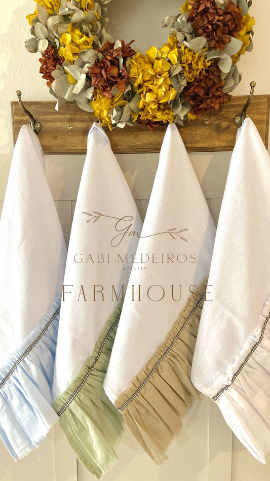 Pano de Prato em Linho Estilo Farmhouse - 50x70 cm