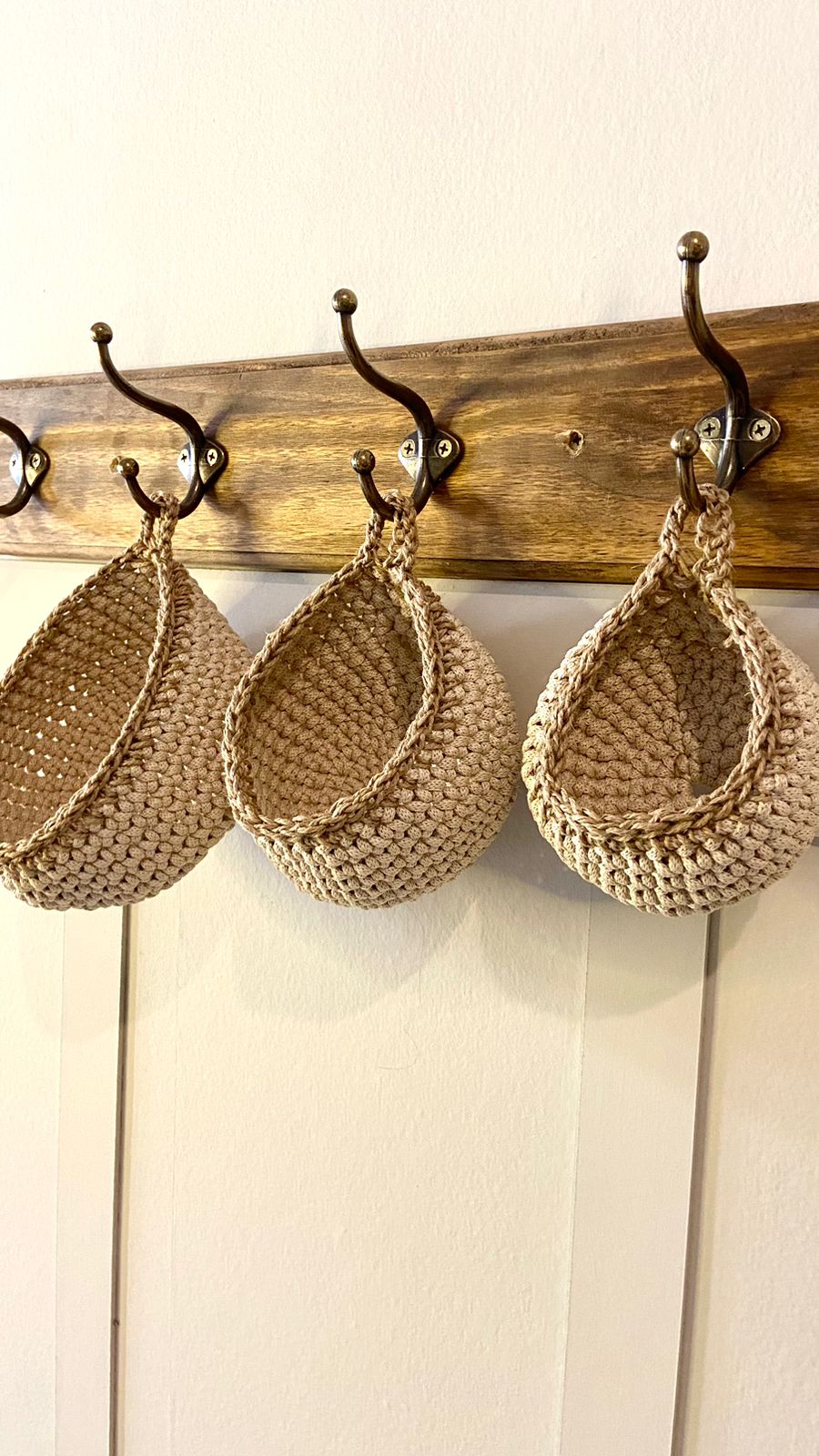 Trio de cestos com alça e detalhes em Rami
